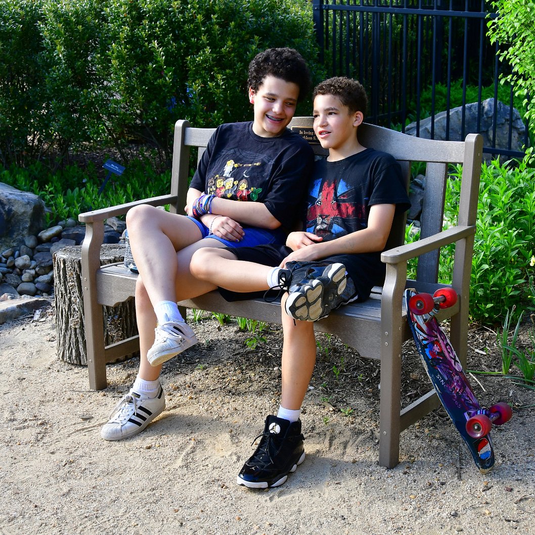 Sharing a Laugh on a Bench